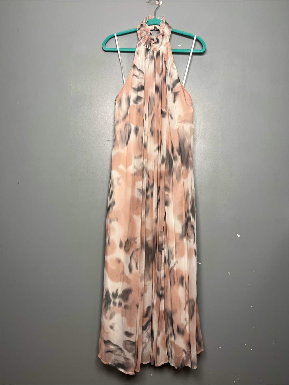 Anthropologie Maeve Halter Sheer Print Maxi Dress Pink Abstract Women’s Size S - Picture 2 of 8